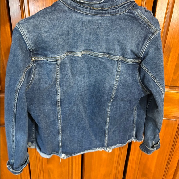 KanCan Dark Blue Distressed Jean Jacket - Picture 3 of 5
